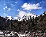 Spingtime Snow Capped peaks in Rocky Mountain National Park, Colorad